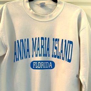 Gildan White Sweatshirt with Blue Print